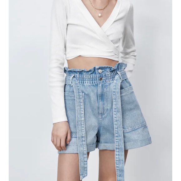 Zara denim paperbag shorts Outlet